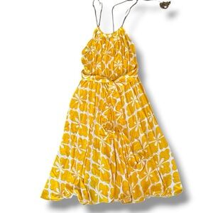Diane Von Furstenberg Naro Yellow/White Island Clover Print Silk Jersey Dress-8